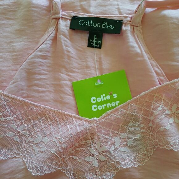 Cotton Bleu Women's Large Pink Silky Tank Top Adjustable Straps - Picture 7 of 10